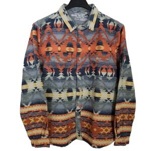 True Grit Chimayo Indigo Double Weave Shirt Jacket Men XL Southwest Button Up